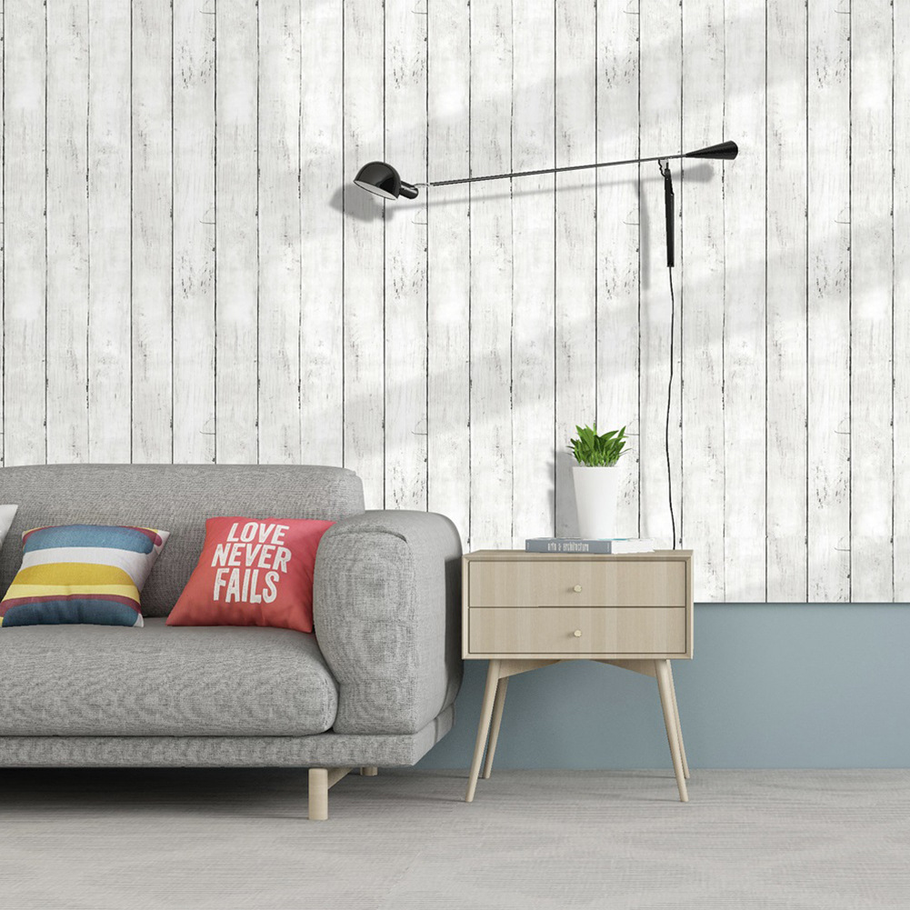 Retro White Wallpaper Wooden P - Pvc Panel Background ulasan dan harga