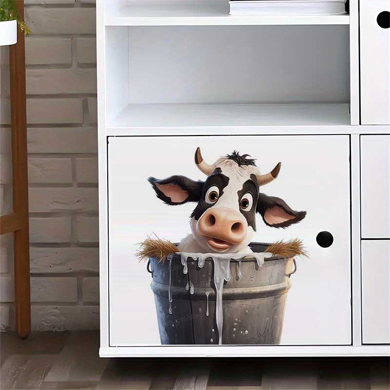 Cute Cow Wall Stickers Self-Ad - Pvc Panel Background ulasan dan harga