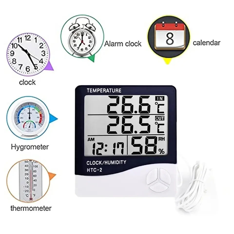 Indoor LCD Digital Thermometer - Digital Hygrometer Probe ulasan dan harga
