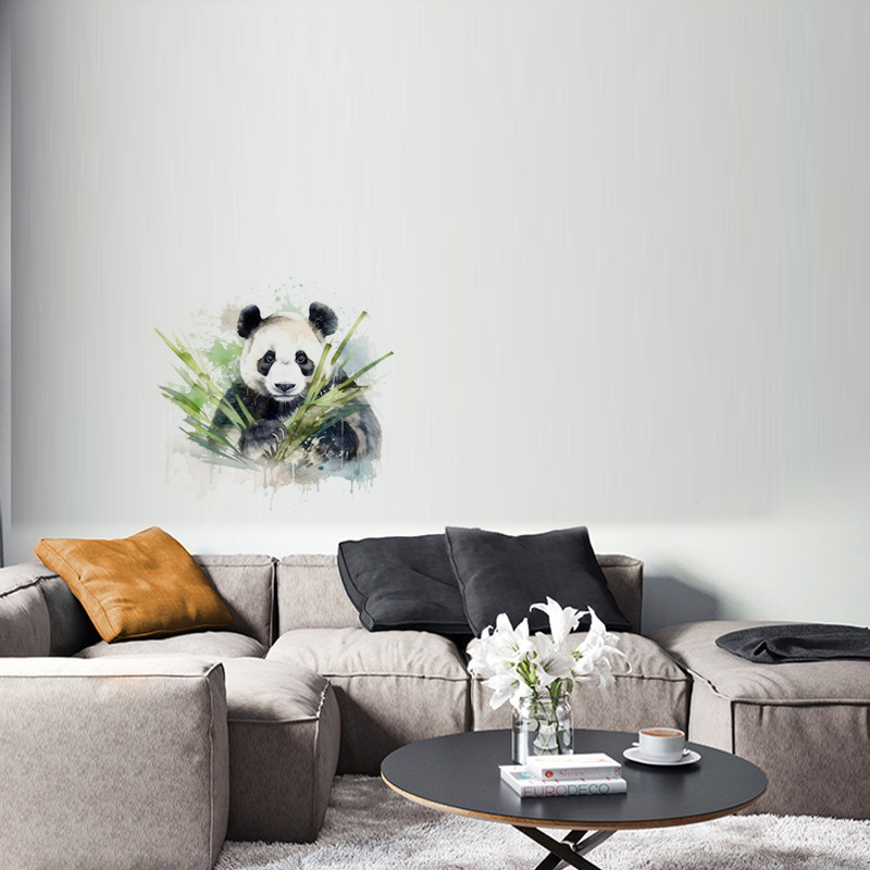 C76# Watercolor Panda Wall Sti - Pvc Panel Background ulasan dan harga