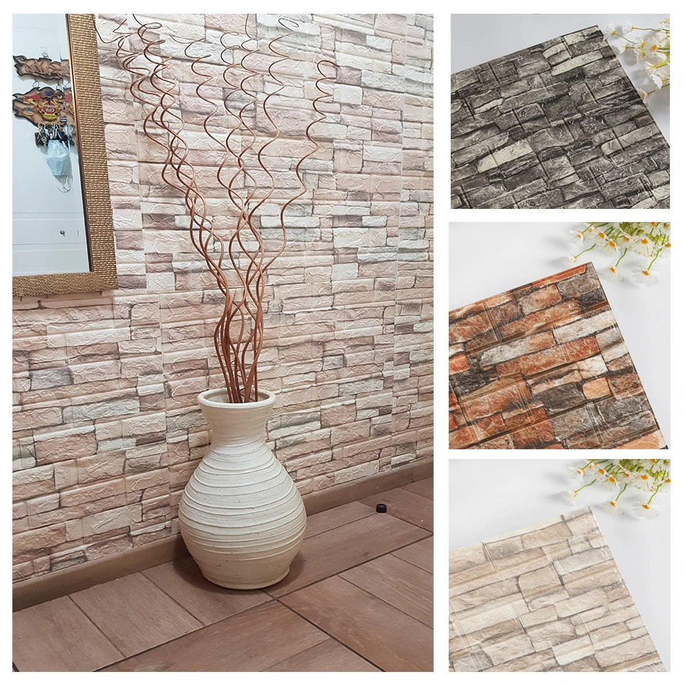10PCS Self Adhesive 3D Brick W - Pvc Panel Background ulasan dan harga