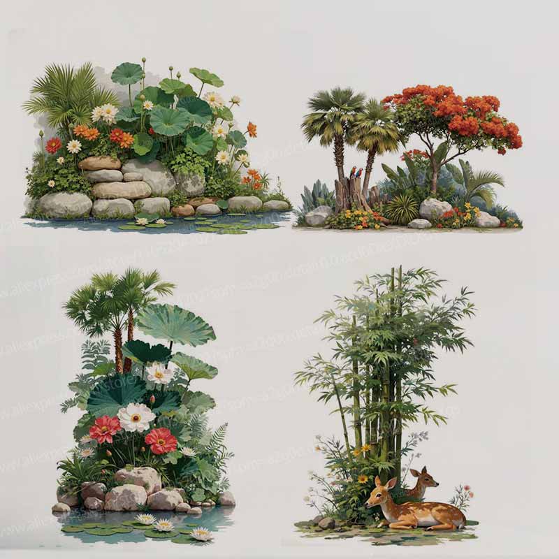 Tropical Plant Flower Tree Wal - Pvc Panel Background ulasan dan harga
