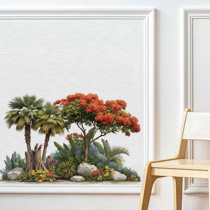 Tropical Plant Flower Tree Wal - Pvc Panel Background ulasan dan harga